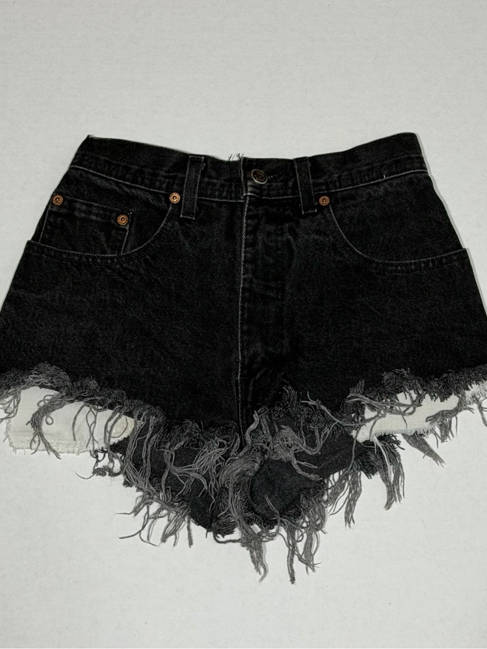 Santana Parasuco High-Waist Black Distressed Denim Shorts